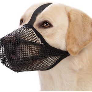 Black Breathable Mesh Dog Muzzle - Secure Comfort Muzzle large